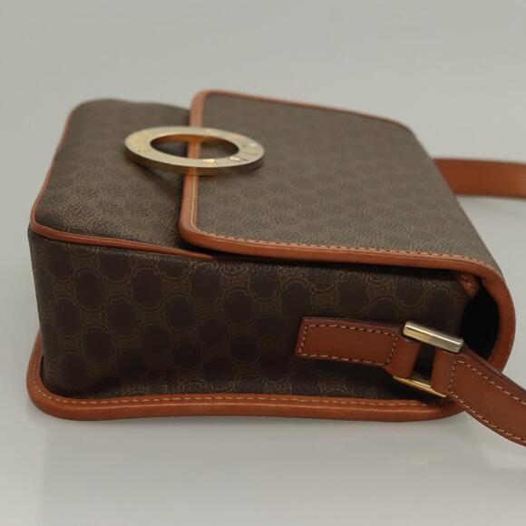 CELINE Macadam Canvas Shoulder Bag Pvc Leather Brown Gold - Picture 4 of 12